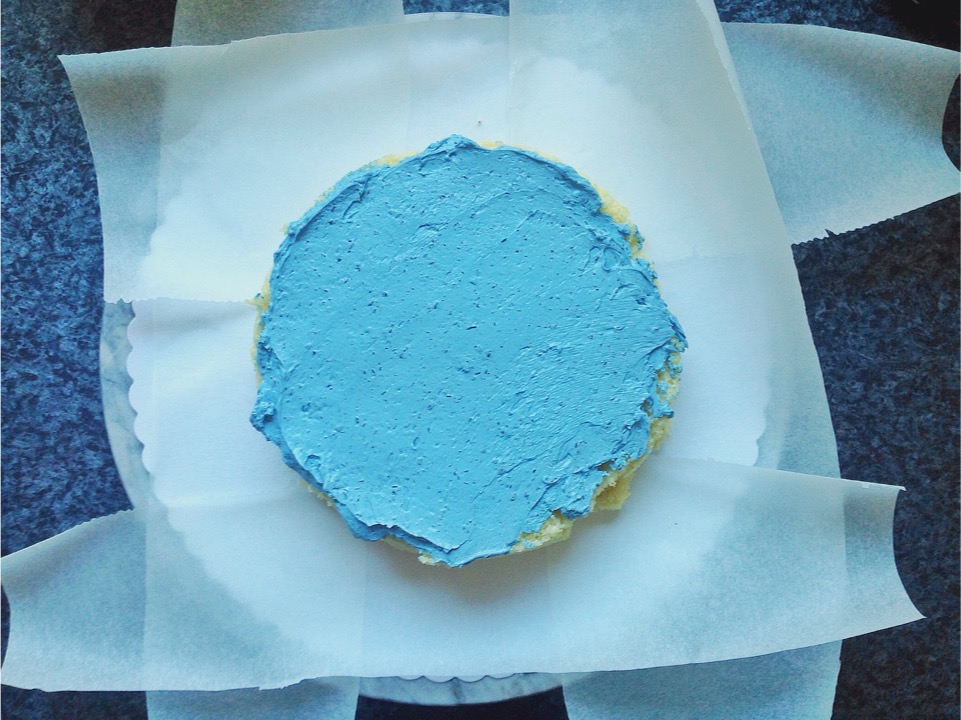 Blaue Torte Füllung